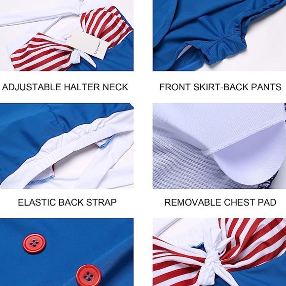 XL Retro Vintage Womens Striped One Piece Swimsuit Bathing Suit Swimwear NEW - Picture 3 of 5